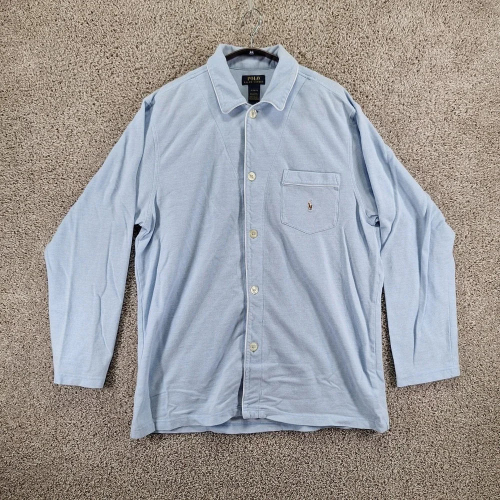 Polo Ralph Lauren Shirt Mens XL Blue Embroidered Pony Logo Collared Button Up